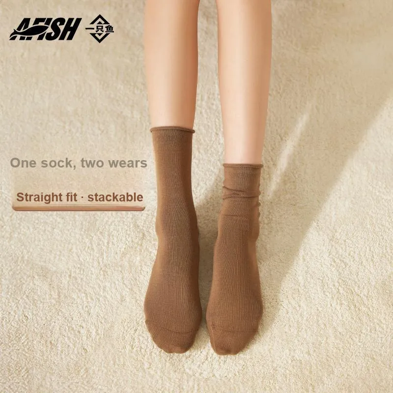 AFISH Mid-Calf Socks Women's 5 Pack With Shopping Bag Included-34
