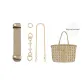 [Beige Mcm Accessory Set]Beige Shoulder Strap Pad+Gold-Tone Four-Leaf Clover Extender Chain 15cm+Decorative Chain 40cm