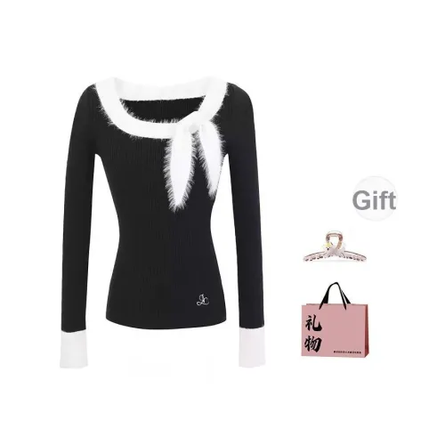 BAIDAIFEI Черный + Эксклюзивная сумка для покупок + Заколка-краб Женская трикотаж