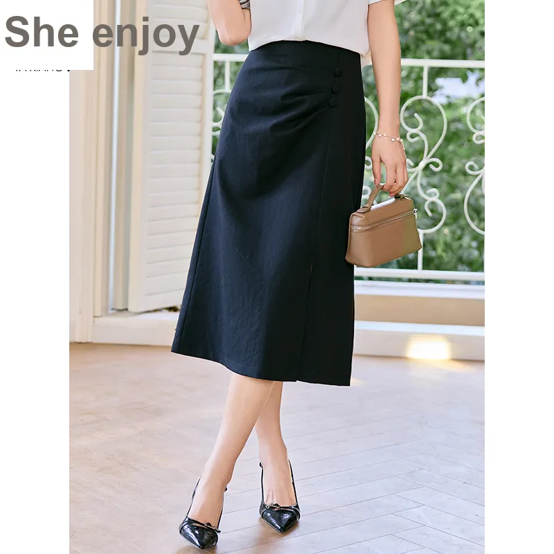 She Enjoys Casual Long Skirts Women's Black-2