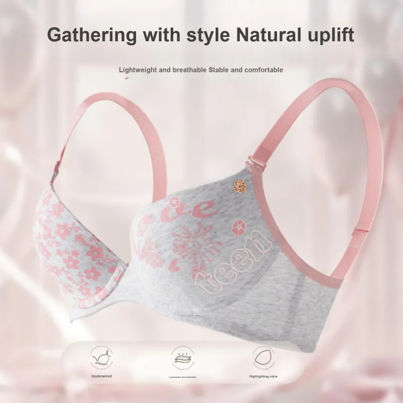 GUJIN Bra Women's Light Gray Pink-3