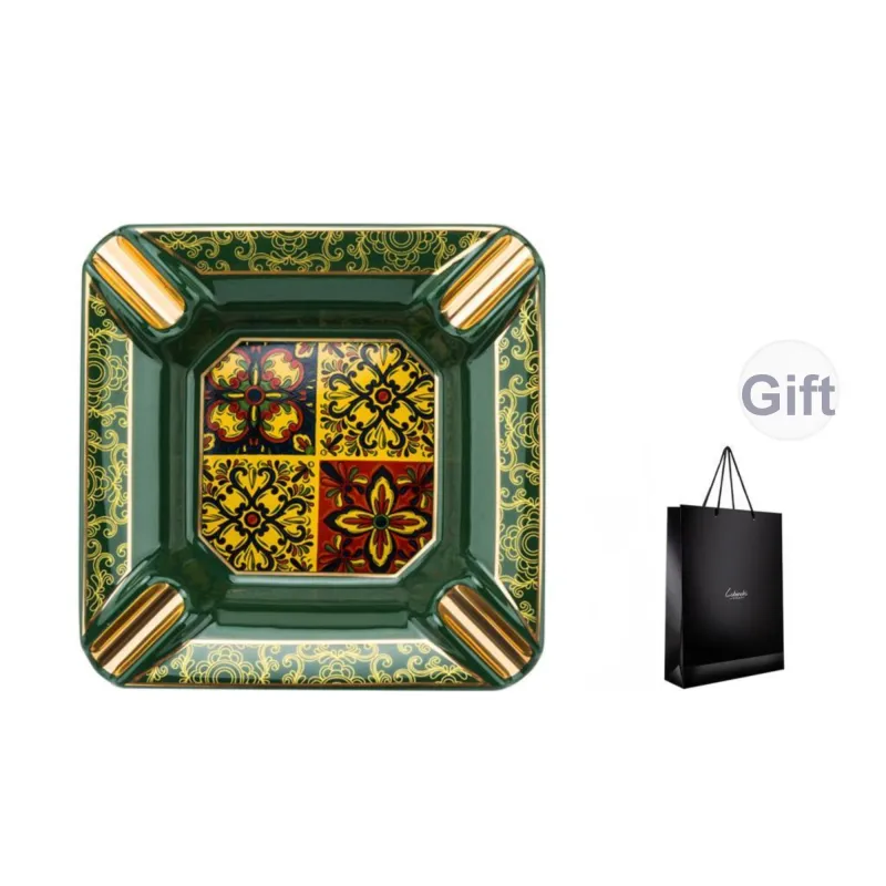 LUBINSKI Ceramic Ashtrays Green/Black-6