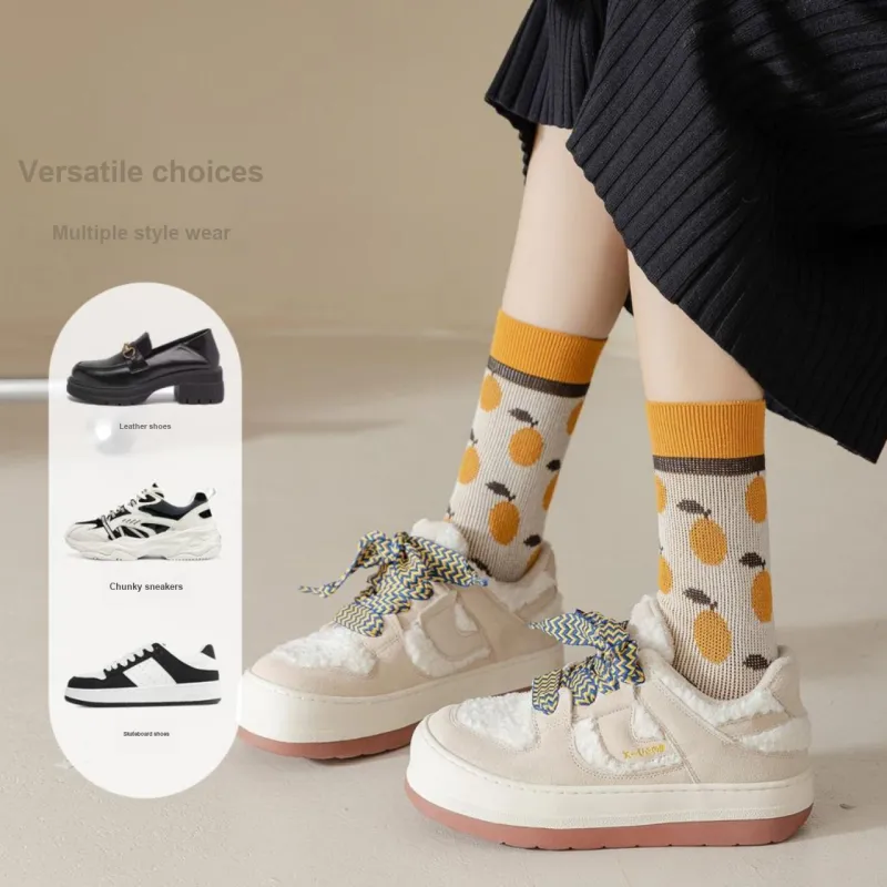 Caramella Mid Calf Socks Unisex 5 Pack Color Block-9