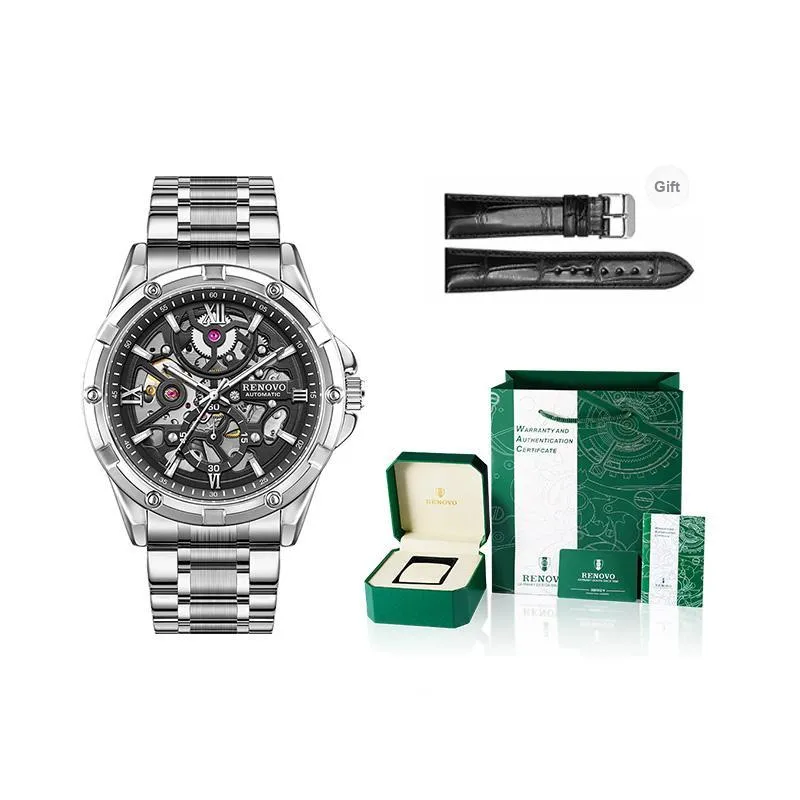 RENOVO Explorer Collection Automatic Mechanical Movement Watch Unisex Cut Out Dial-12