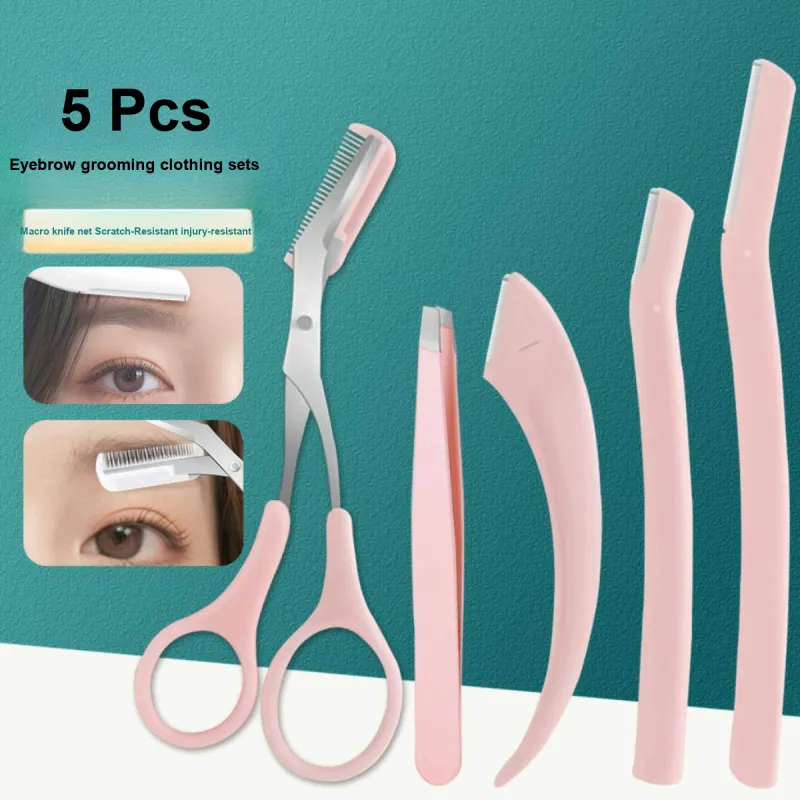 SHANGYELAMEILA 5 Pcs Eyebrow Grooming Tools For Women's, Safe Men's Eyebrow Razor And Clippers Eyebrow Razor-9