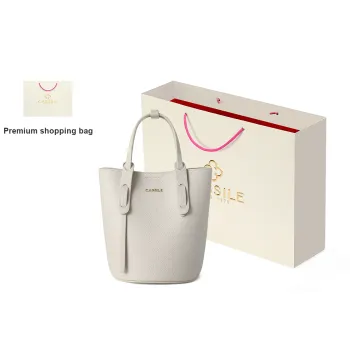 CASSILE Litchi Grain Cow Leather Bucket Bag Diaper Bag Portable Basket Bag Crossbody Bag Women's Avocado Green Ecru