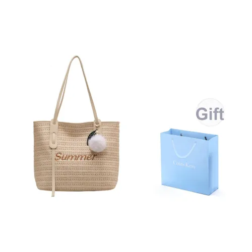 COLINS KEIRS Ткань из соломы Большая вместимость Модный Коммутирование Путешествие Портативный Подмышечный Сумка через плечо Стандартный Женский Экрю