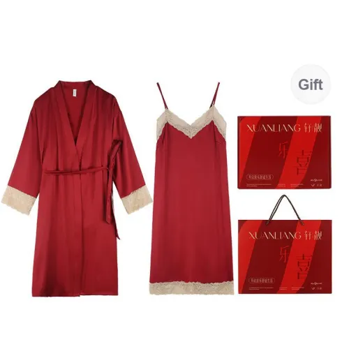 Xuan Liang Pajamas Women's Gift Box Set Maroon