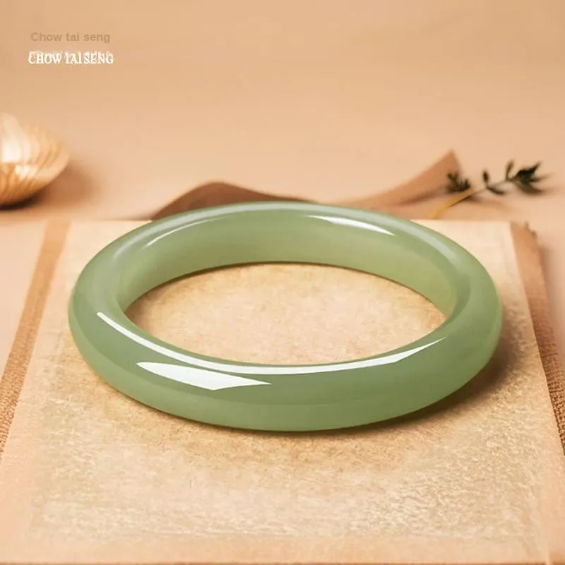 CHOW TAI SENG Bangles Pale Greenish White Jade Women's-2