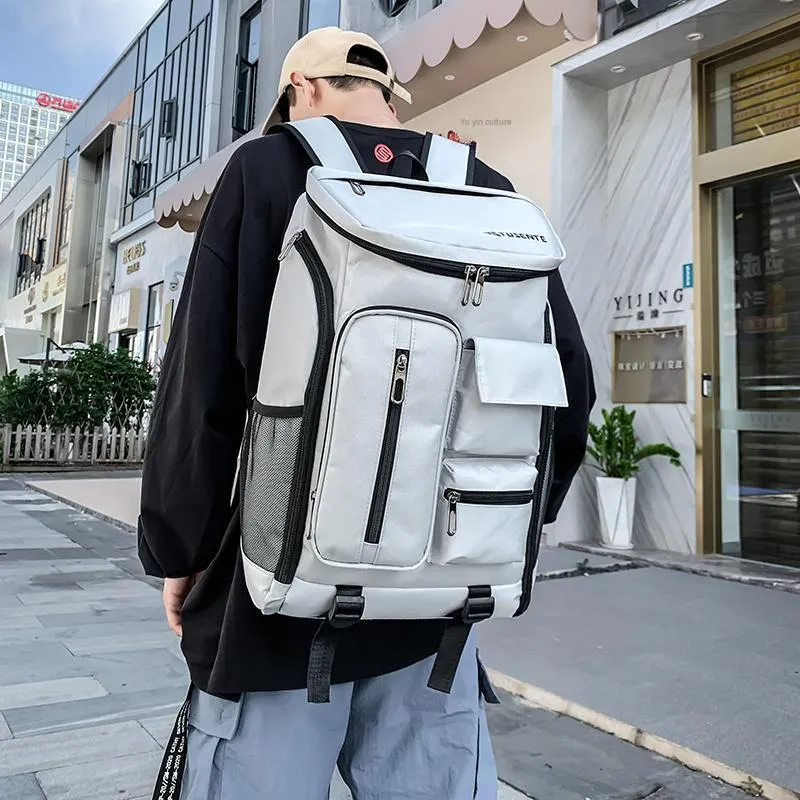 Yalu Nylon Backpack Regular Unisex Light Gray/Dark Gray/Black/Red-2