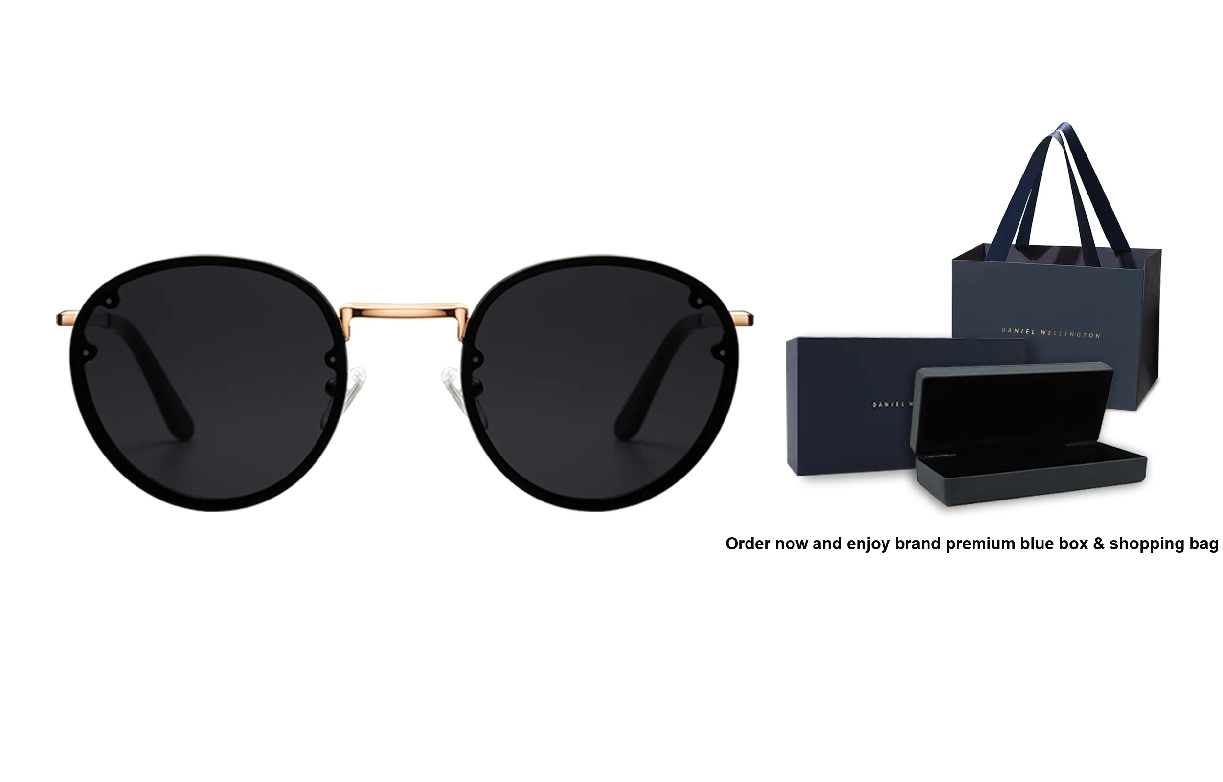 DW/DanielWellington Sunglasses Unisex Black & Rose Gold