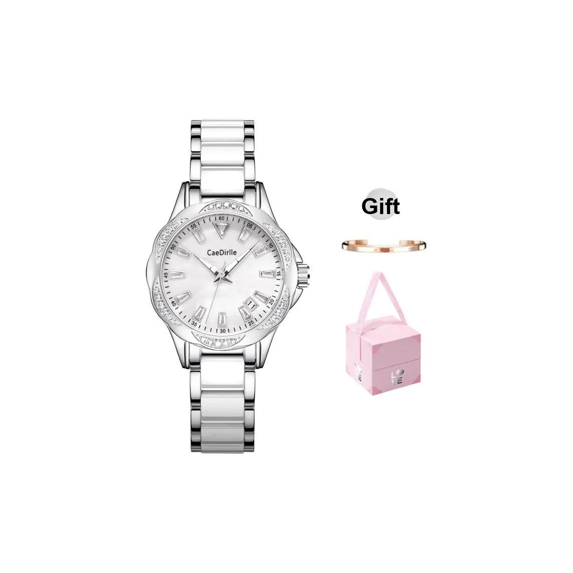 CAEDIRLLE Кварцевый механизм керамика ремешок женские часы жемчужная раковина цвет циферблат часов