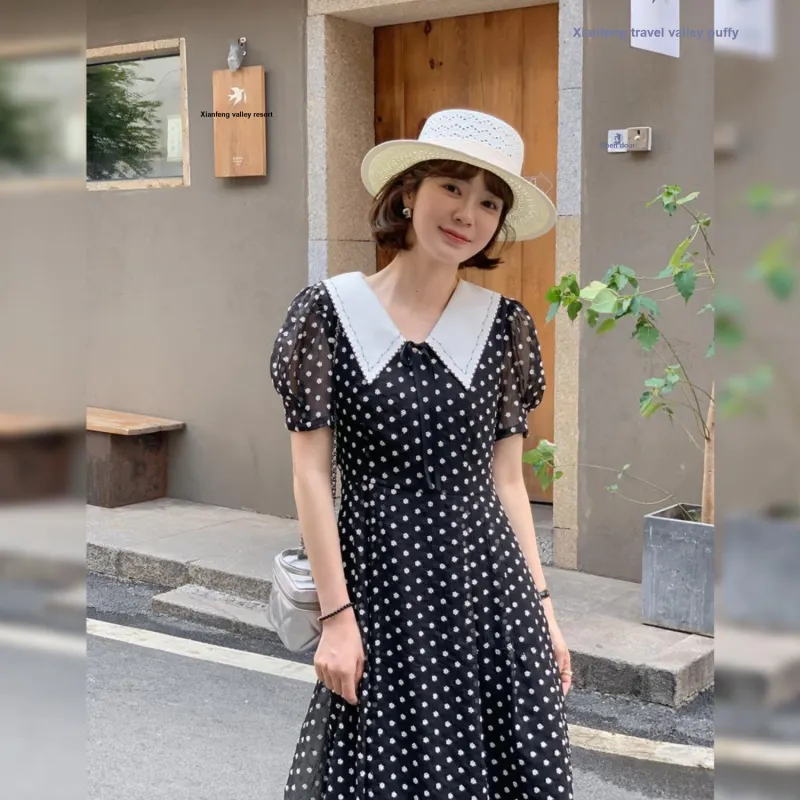 Fstudio Summer Korean Style Soft And Elegant Fashion Polka Dot Short Sleeved Dress Women's-4
