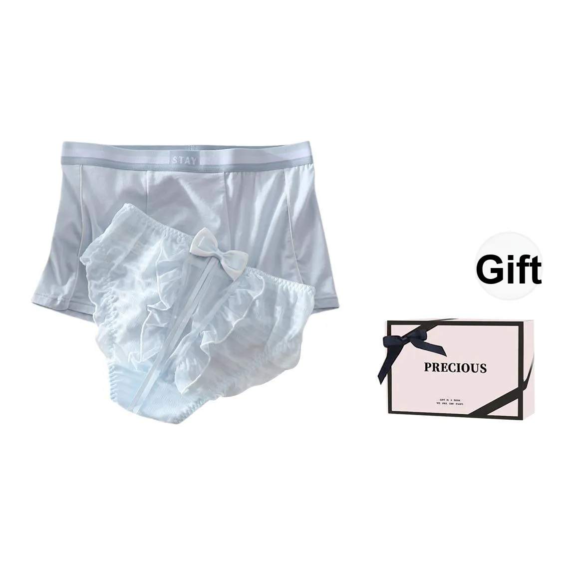 TLXT Синий Парный+[Коробка на День влюбленных] Унисекс Боксеры