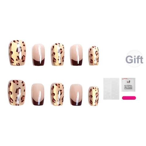 JIABITU Сладкий и Прохладный Французский Леопард False Nail Короткий LADDER Однотонный Smudge Coquette 14mm