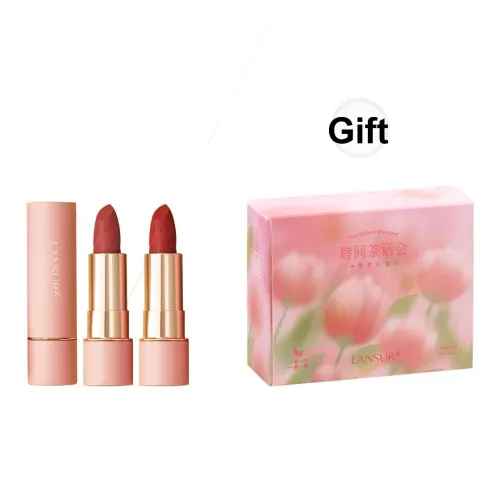 LANSUR LIP Chat Lip Makeup Подарочный набор Мягкий матовый Легко смешивается Длинное удержание Осветляющий