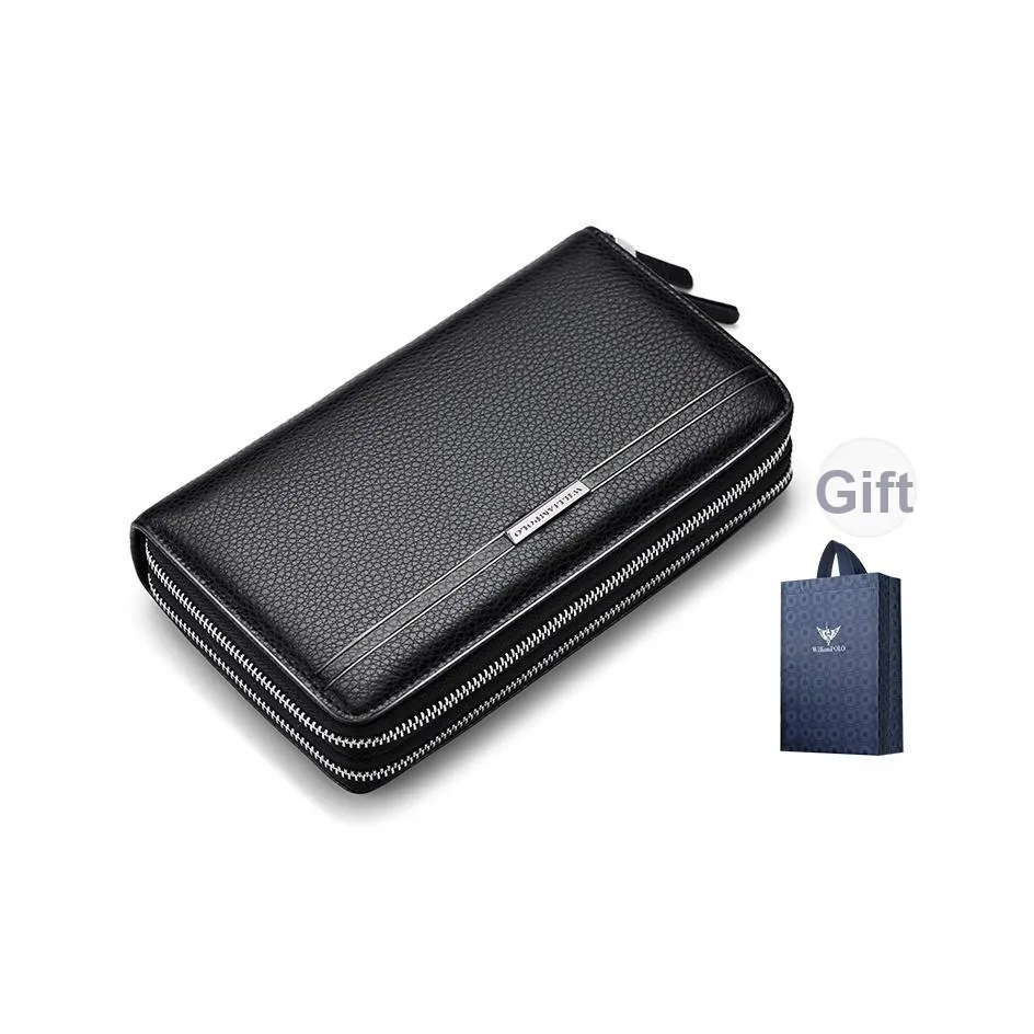 WilliamPOLO Топ Коровья Кожа Длинный Кошелек с Множеством Слотов для Карт Клатч Большой Мужской Многоцветный