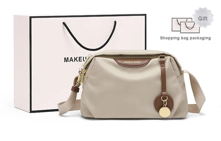 MAKEUP KITTEN Synthetic Leather Shoulder Bag Crossbody Bag Medium Size Women's Khaki-1