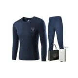 Men's Crew Neck Clothing Sets (Navy Blue) 100% cotton Printed Wolf Head/Shopping Bag Included