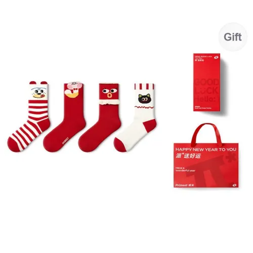 Primeet Mid Calf Socks Unisex Box 4 Pack