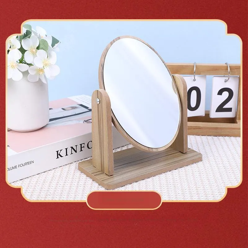 Sweet Pillow House Portable Wooden Rotatable Make Up Mirrors Toilet-1