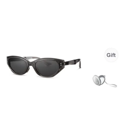 LOHO TR90 Cat Eye Street Travel Photography UV Protection Sun Protection Sunglasses Unisex Piano Black Milk White