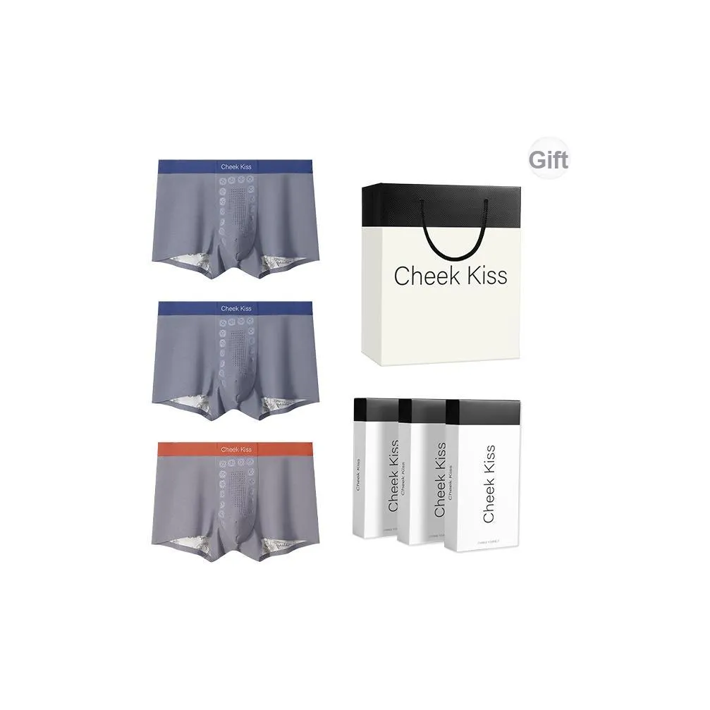 Cheekkiss Underwear Gift Box Men's Seamless Mulberry Silk Boxer Shorts 3 Pack