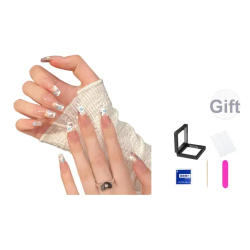 XNTX Ледяной Прозрачный Телесный Кошачий Глаз False Nail Средний LADDER Розовые Оттенки Однотонный Coquette