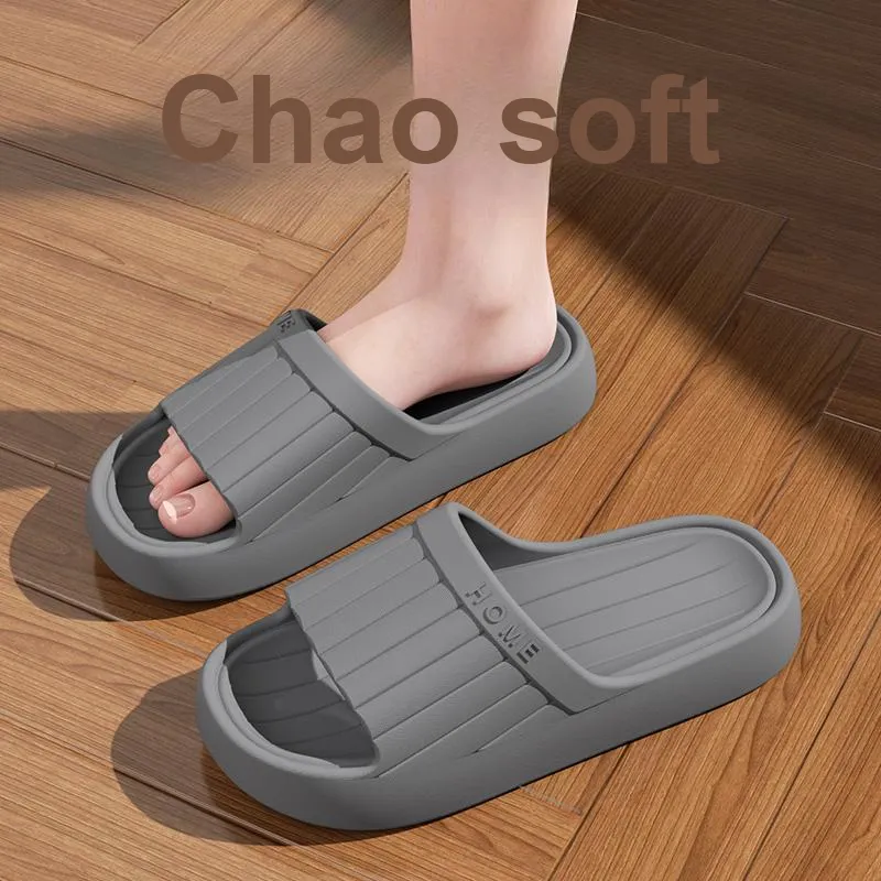 Foot Recreation Minimalist Style Vertical Stripes Letter Comfortable Quiet Slip Resistant Slippers Home Slippers Unisex-29