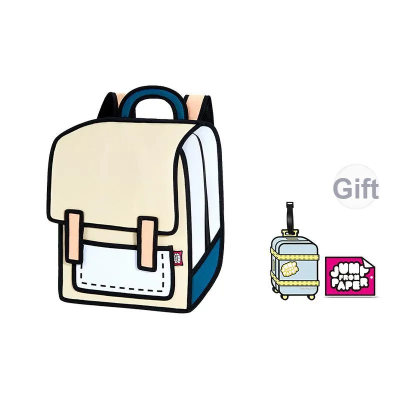 JumpFromPaper Polyester Backpack College Expansion Edition Large Size Unisex Pink/Ecru/Black