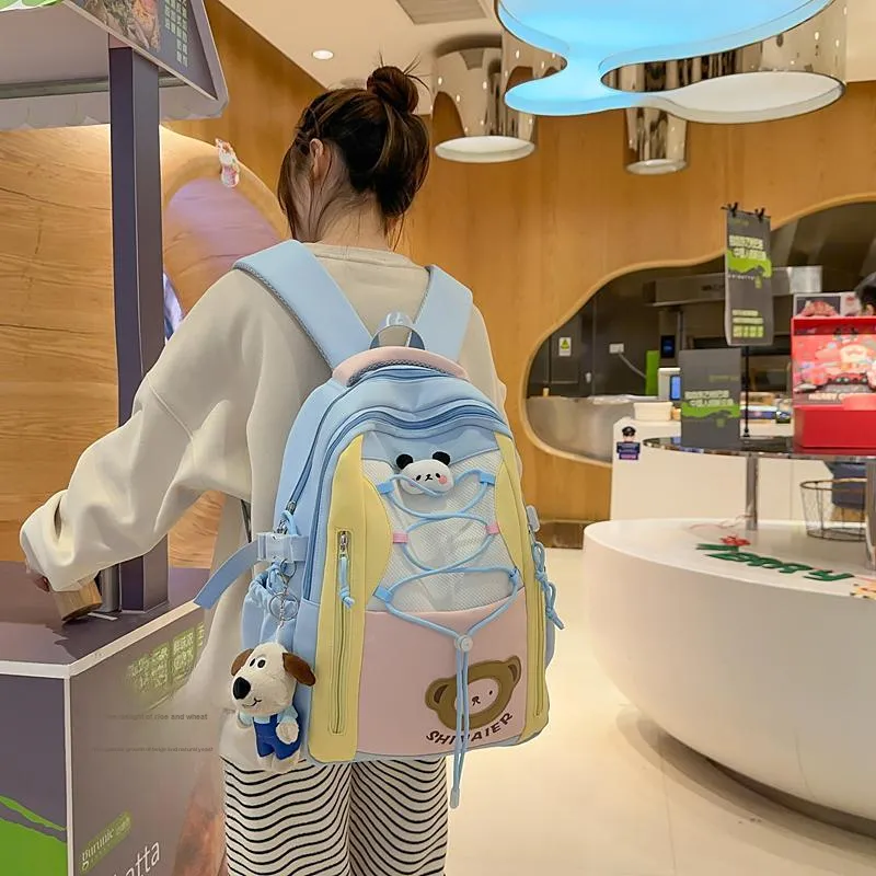GOBLIN SHARKS 1759 Nylon Backpack Regular Unisex Khaki/White/Pink/Blue-22