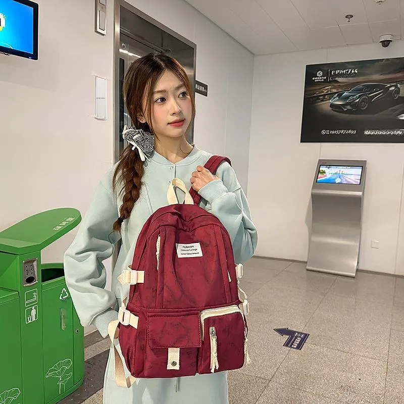 XIANGSU Nylon Backpack Unisex Blue/Red/Black/White-10