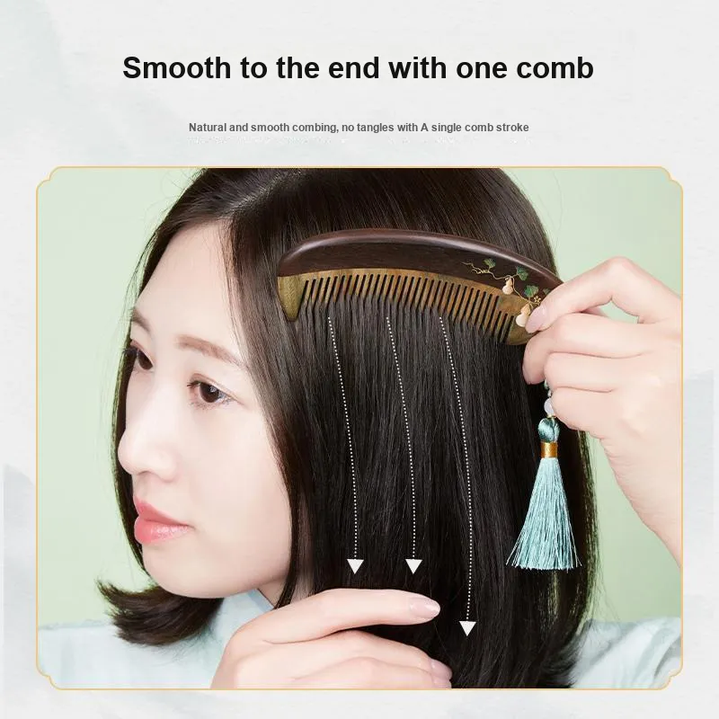 DANPU Sandalwood Comb Scalp Massage Meridian Soothing Straight Hair Care Anti Static Hair Care Health Maintenance-4