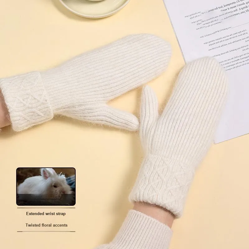 TUCANO Rabbit Fur Cotton Knit Gloves Unisex-5