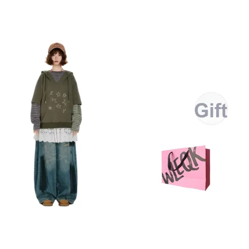 WLEQK Армейский зеленый [Mock Два предмета] Женские свитшоты