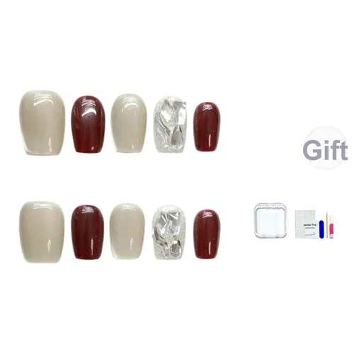 JINGCHANXUE Ручной Розово-красный Золотой Рябь Элегантность False Nail Короткий Квадратный Мягкий Jump Цвет Кошачий глаз 12 мм