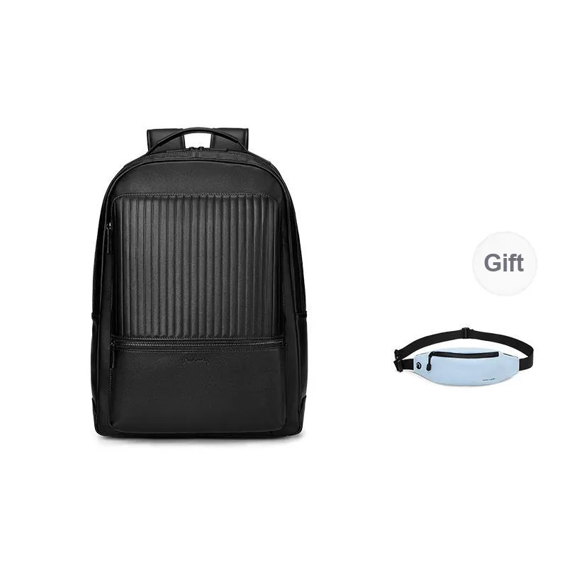 PIERRE CARDIN Cow Leather Backpack Tubas Men's Black-0