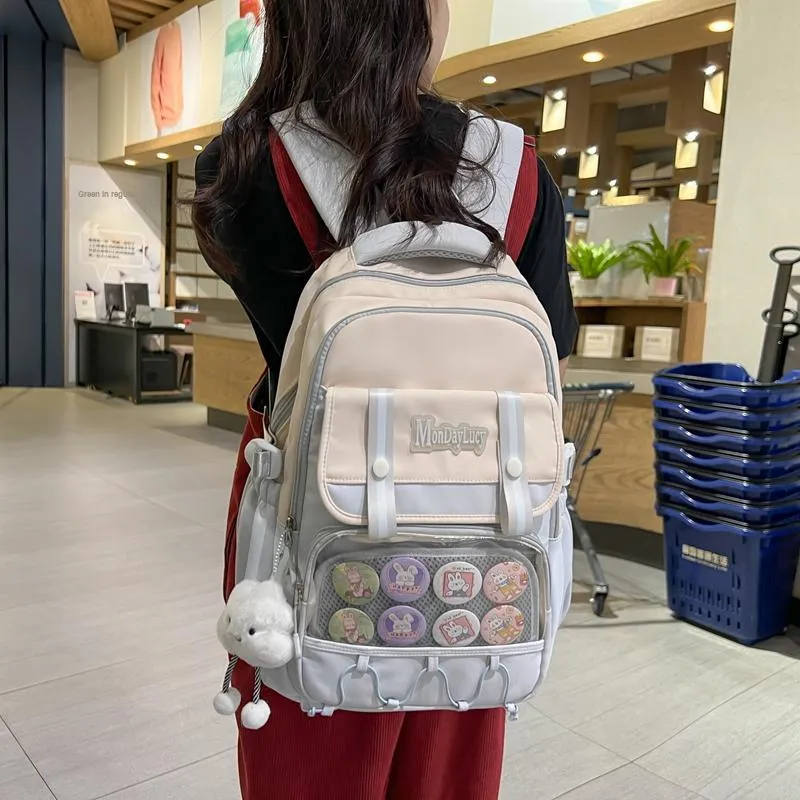 NX DOUGHNUT Nylon Backpack Women's Black/Pink/Burgundy/Blue/Khaki-12
