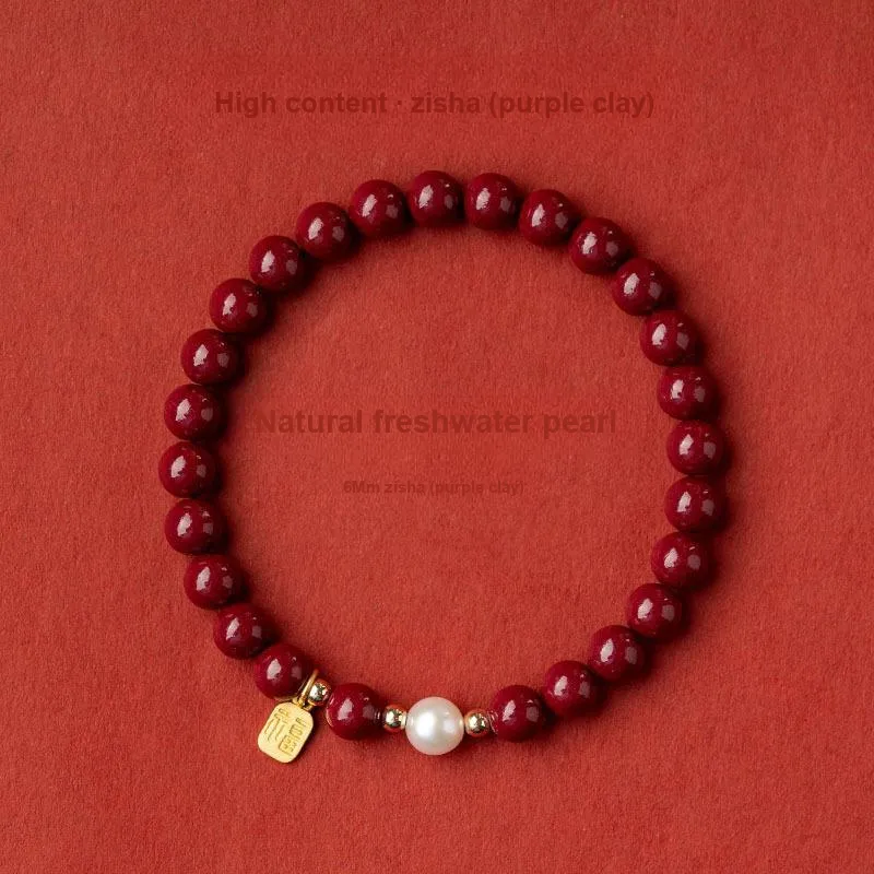 WUMZK Reconstructed Cinnabar Bracelets Unisex-2