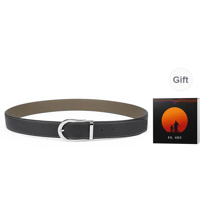 ROBERTA DI CAMERINO Top Grain Cow Leather Belts Men's Black Width 3.4CM-7