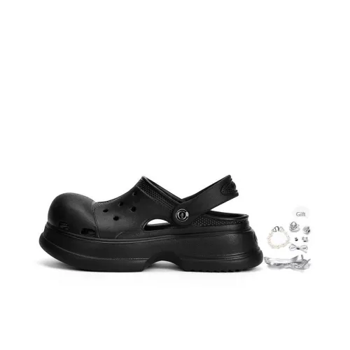 Ouder Песочный Распакованный Ended Smiley Collection Сердце Holes Все Лето Ежевика Мороженое Сабо Женские Черный