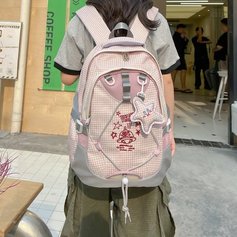 BAODIDAISHU Nylon Backpack Laptop Bag Backpack Regular Women's Purple/Yellow-3