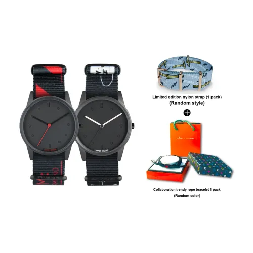 HYPERGRAND Часы Кварцевый механизм Нейлоновый ремешок Черный циферблат Унисекс NW01MONO+NW01FOOL