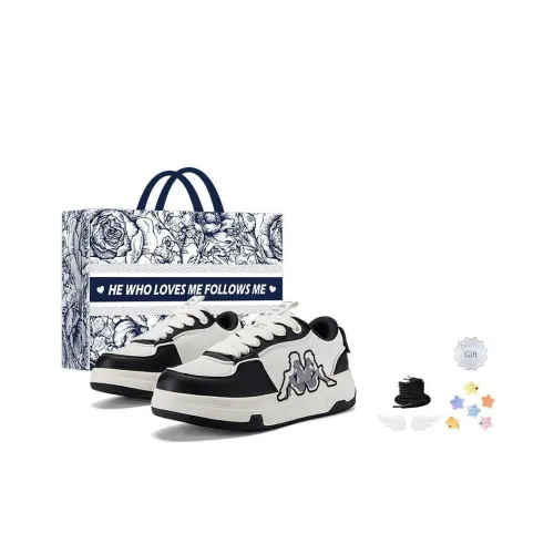 KAPPA Износостойкие Легкие Увеличивающие Высоту Низкие Кроссовки для Скейтбординга Унисекс Белый Черный