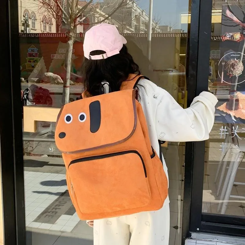 KARUISHA Composite Cloth Backpack Women's Orange Yellow-1