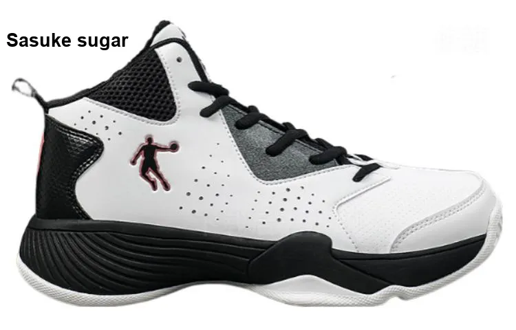 QIAODAN Cushioning Wear Resistant High Top Basketball Shoes Men's White-1