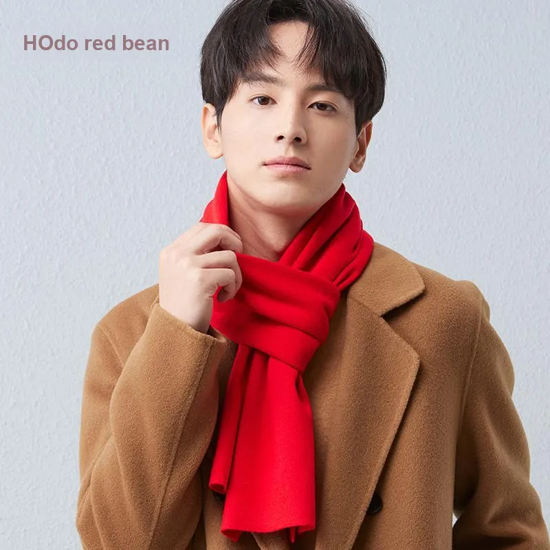 Red Bean 4.2% Wool Knitted Fabric Knit Scarf Men's-2