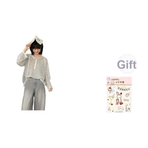 ZIHAN Белый с Серыми Полосами Женский Трикотаж