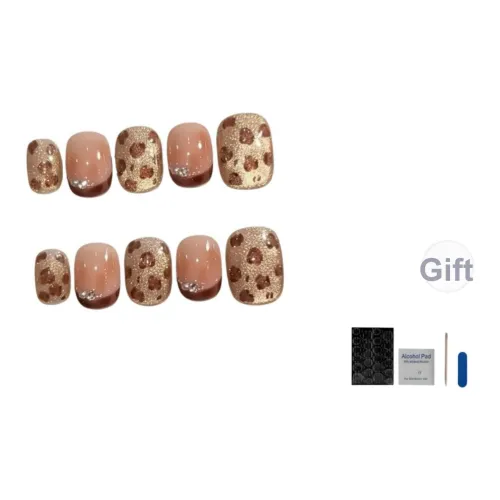 OUYUJI Ручной работы Готовый товар Съемный False Nail Миндаль Короткий LADDER Янтарный Стиль Smudge Instagram