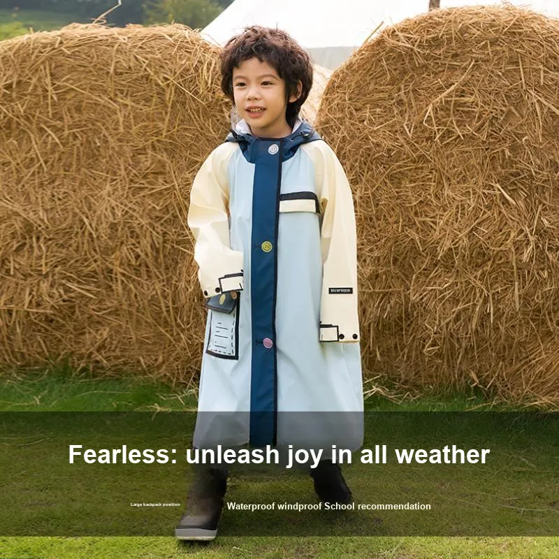 RAINFREEM Kids' Raincoat With Backpack Attachment-1